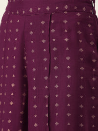 Thumbnail for Sangria Women Wine-Coloured & Golden Khari Printed Kurta with Palazzos - Distacart