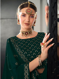 Thumbnail for Myra Green Georgette Embroidered Designer Lehenga - Distacart