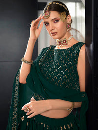 Thumbnail for Myra Green Georgette Embroidered Designer Lehenga - Distacart