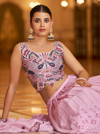 Thumbnail for Myra Dusty Gorgette Embroidered Designer Lehenga Choli - Distacart