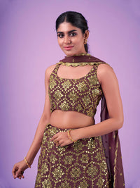 Thumbnail for Myra Lilac Georgette Embroidered Designer Lehenga - Distacart