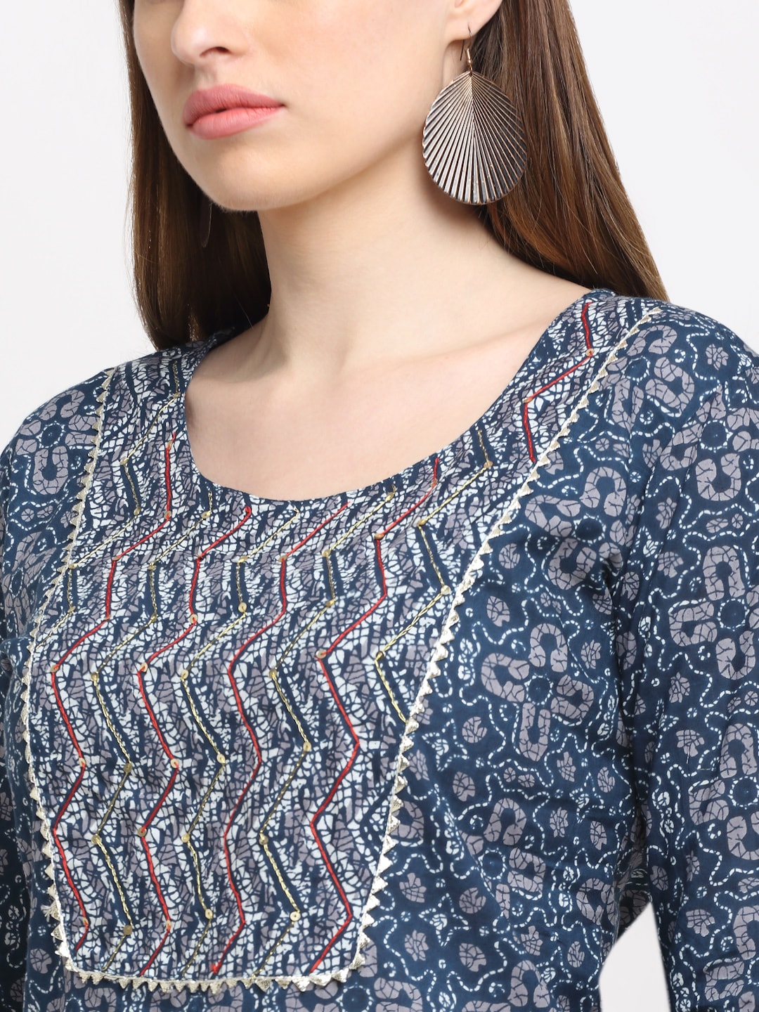 Kalini Women Blue Ethnic Motifs Printed Pure Cotton Kurta with Trousers & With Dupatta - Distacart