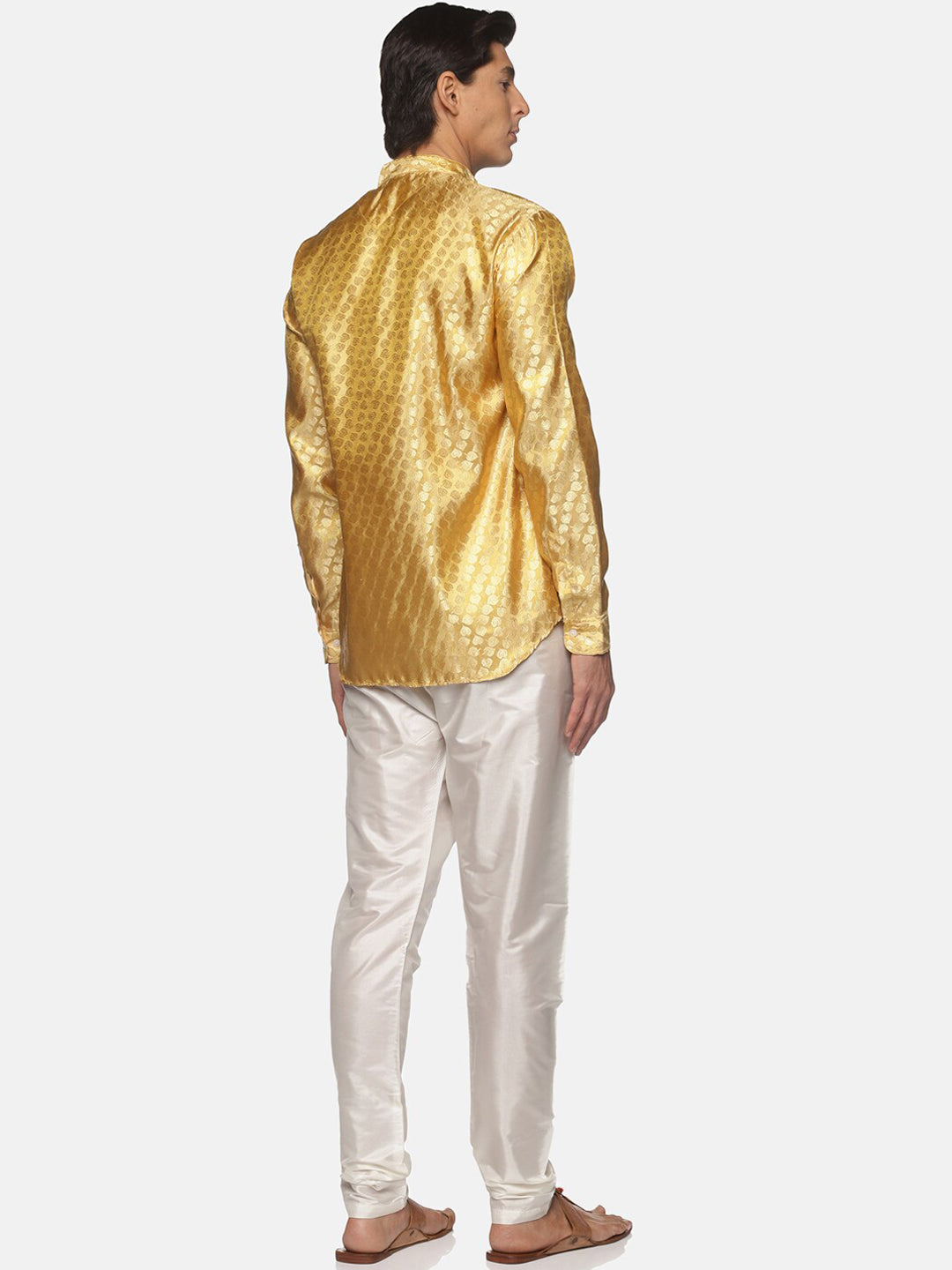 Sethukrishna Men Gold-Toned Kurta with Pyjamas - Distacart