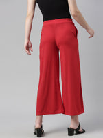 Thumbnail for Souchii Women Red Knitted Palazzos - Distacart