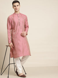 Thumbnail for Sojanya Ethnic Motif Woven Design Mandarin Collar Straight Kurta With Churidar - Distacart