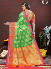 Thumbnail for Lorenvalley Fashion Navyblue Kanjivaram Silk Woven Design with Zari Weaving Saree - Distacart