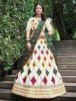 Thumbnail for Myra White Silk Embroidered Designer Lehenga Choli - Distacart