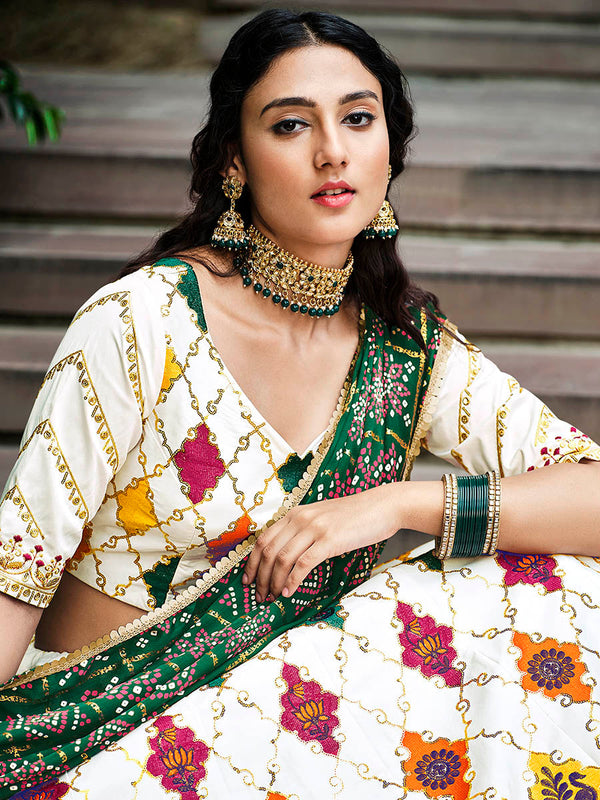 Myra White Silk Embroidered Designer Lehenga Choli - Distacart