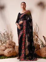Thumbnail for Soch Black & Pink Embellished Sequinned Saree - Distacart