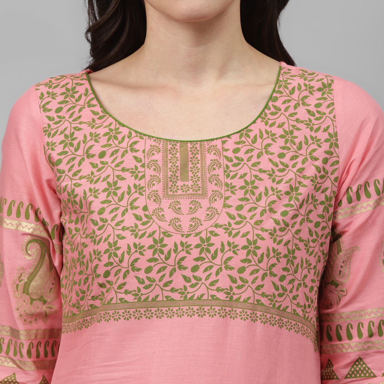 Maai Rayon Hand Printed Kurta Peach - Distacart