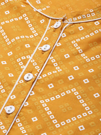 Thumbnail for Sangria Women Mustard Yellow & Red Printed A-Line Kurta - Distacart