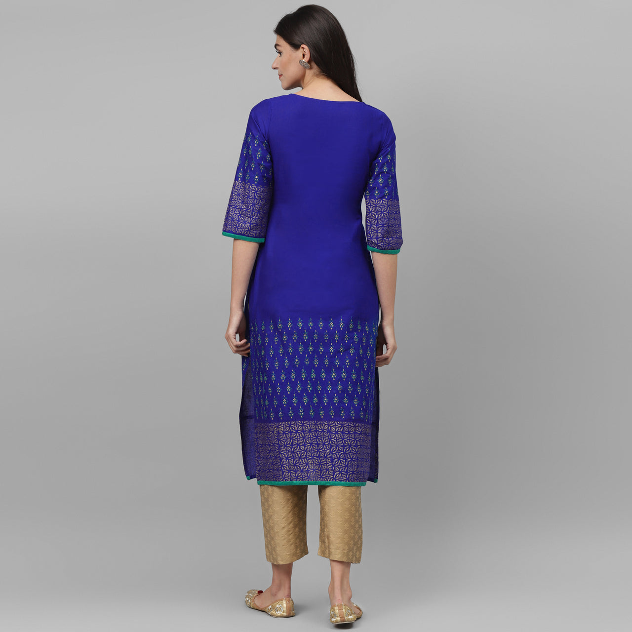 Maai Rayon Hand Printed Kurta Blue - Distacart