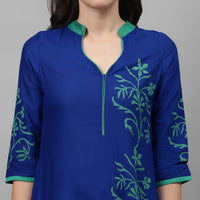 Thumbnail for Maai Rayon Hand Printed Kurta Blue - Distacart