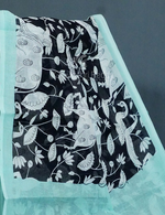 Thumbnail for Shades of Black And Mint Green With Pichwai Print Munga Cotton Saree By Gayathri Reddy Designer Studio - Distacart