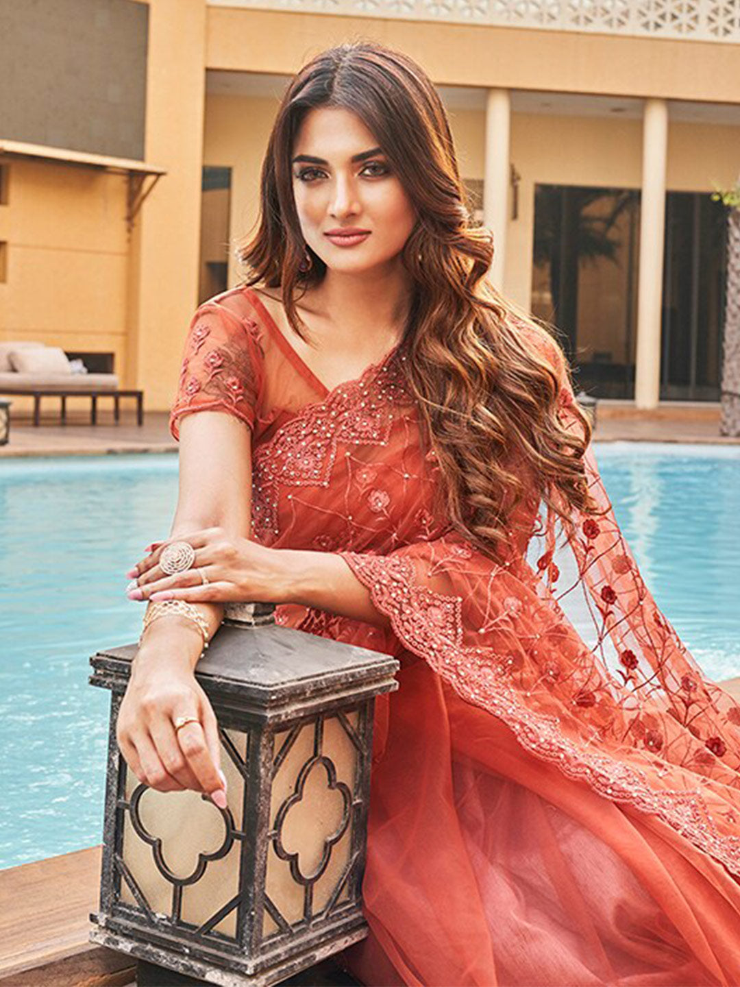 Tikhi Imli Embroidered Net Heavy Work Saree - Distacart