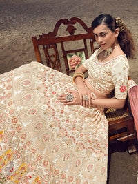 Thumbnail for Myra White Georgette Embroidered Designer Lehenga Choli - Distacart