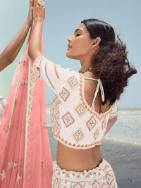 Thumbnail for Myra White Georgette Embroidered Designer Lehenga Choli - Distacart
