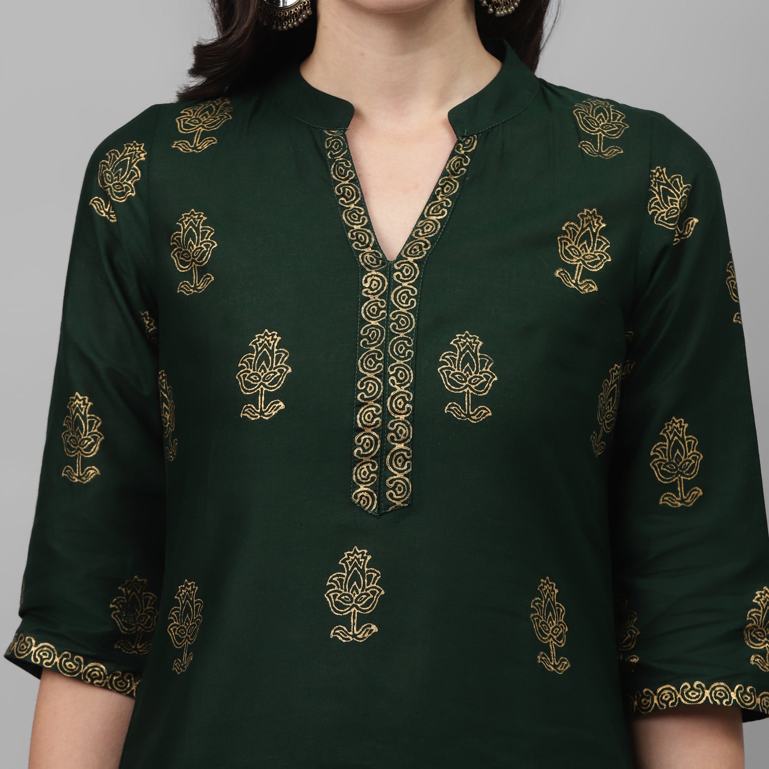 Maai Rayon Hand Printed Kurta Green - Distacart