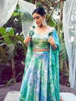 Thumbnail for Myra Sky Silk Digital Printed Designer Lehenga - Distacart
