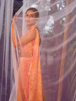 Thumbnail for Myra Orange Silk Digital Printed Designer Lehenga - Distacart