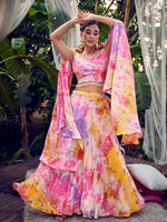 Thumbnail for Myra Purple Pink Silk Digital Printed Designer Lehenga - Distacart