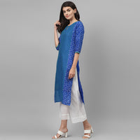Thumbnail for Maai Rayon Hand Printed Kurta Blue - Distacart