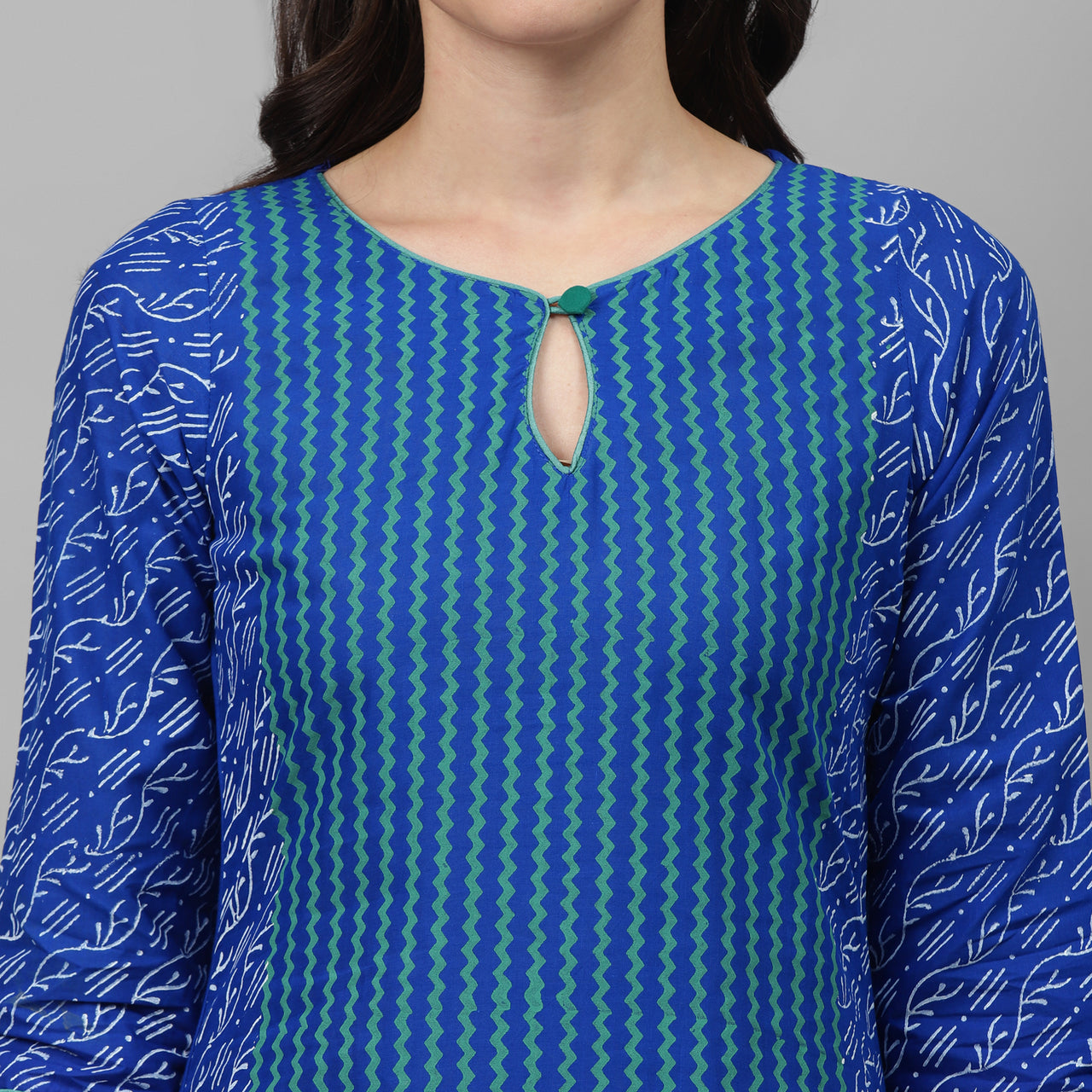 Maai Rayon Hand Printed Kurta Blue - Distacart