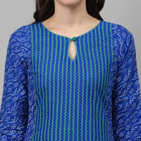 Thumbnail for Maai Rayon Hand Printed Kurta Blue - Distacart