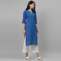 Thumbnail for Maai Rayon Hand Printed Kurta Blue - Distacart