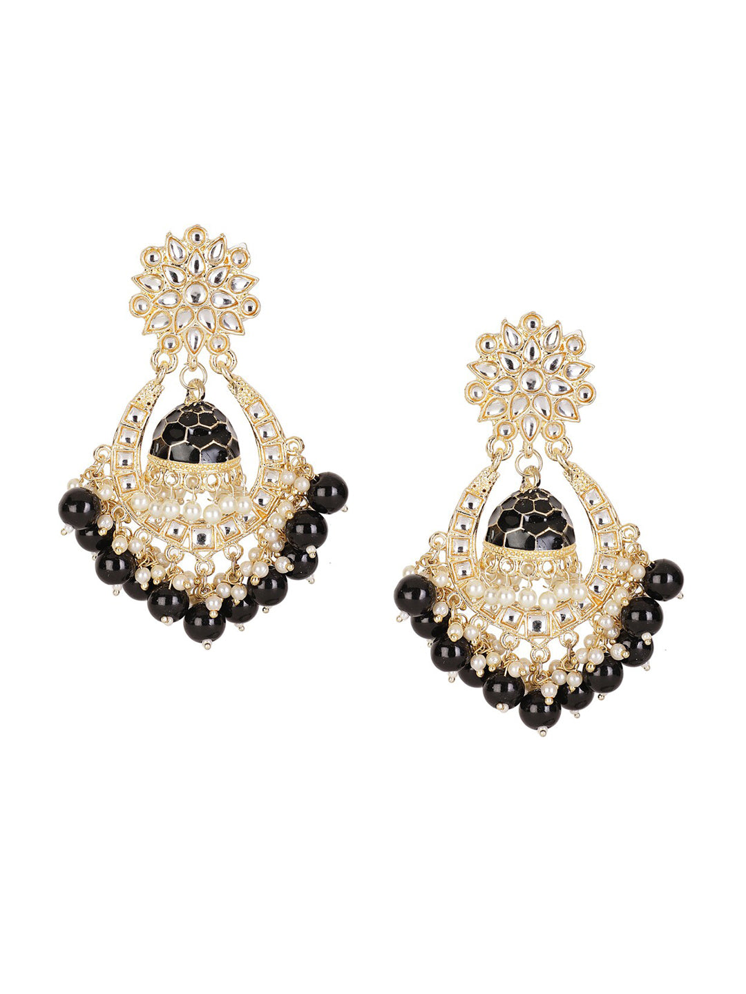 Shining Diva Black Classic Chandbalis Earrings - Distacart