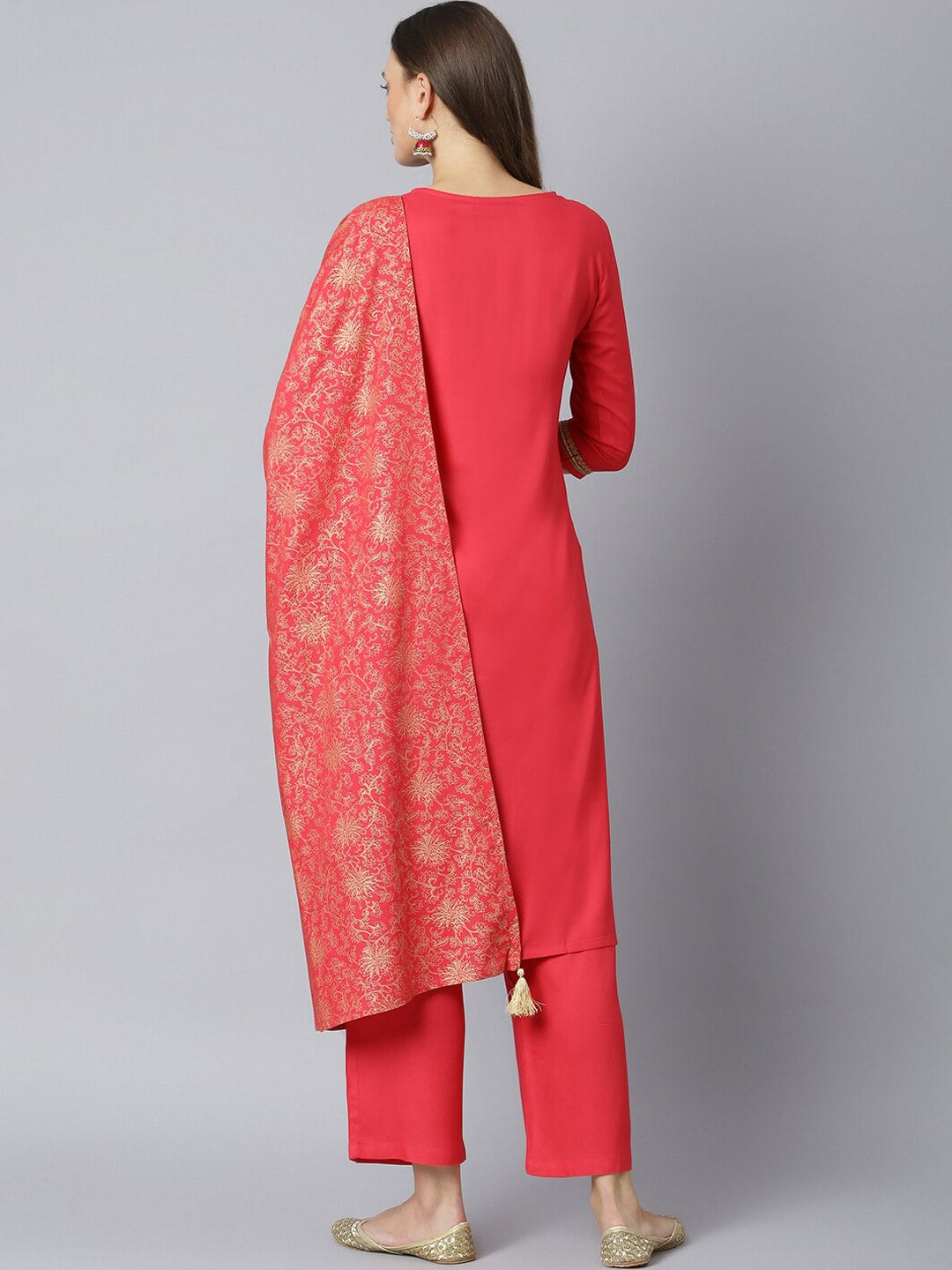 Khushal K Women Pink Gotta Patti Kurta with Trousers & With Dupatta - Distacart