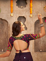 Thumbnail for Myra Purple Viscose Rayon and Cotton Embroidered with Print Designer Lehenga - Distacart
