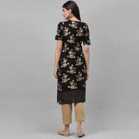 Thumbnail for Maai Rayon Hand Printed Kurta Black - Distacart