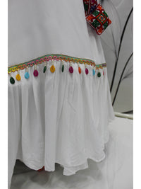 Thumbnail for Myra White Viscose Rayon Embroidered Designer Navratri Special Lehenga - Distacart