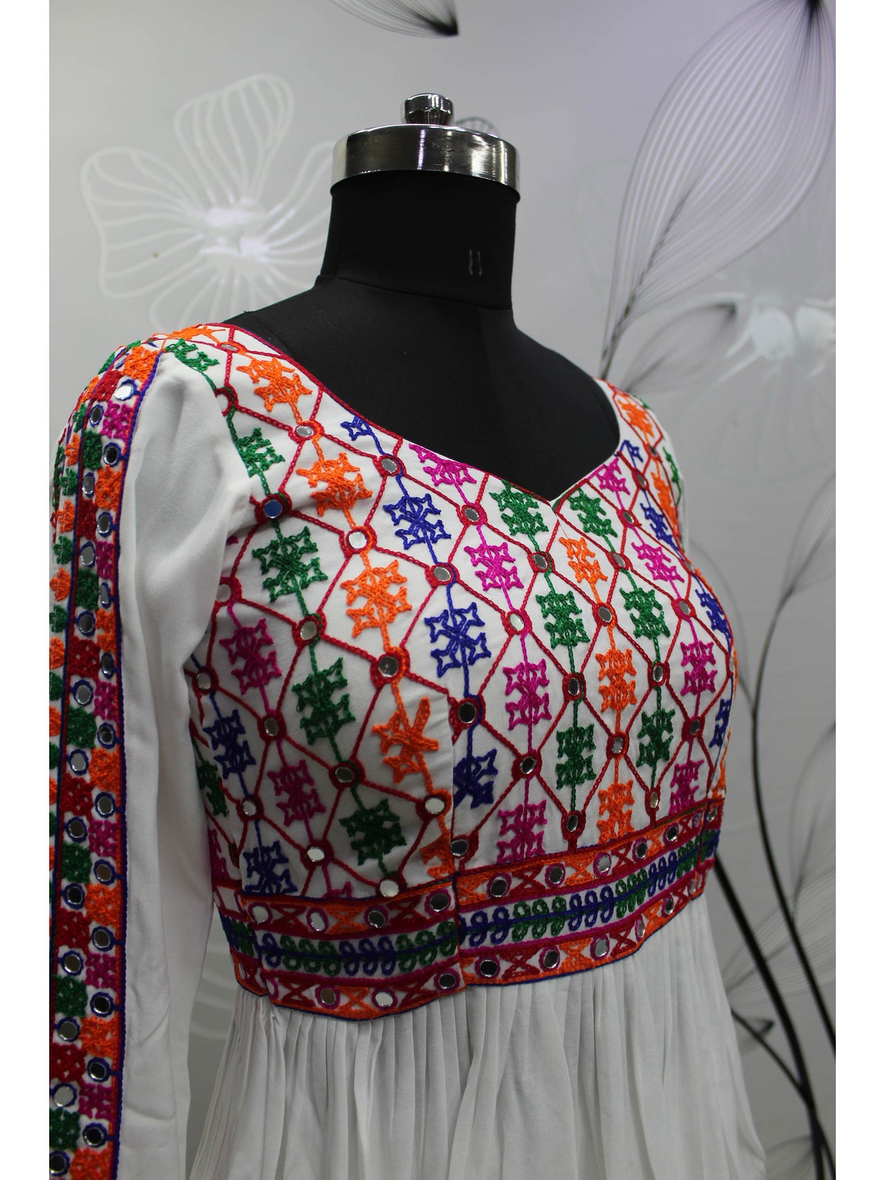 Myra White Viscose Rayon Embroidered Designer Navratri Special Lehenga - Distacart