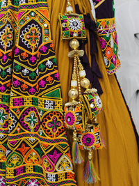 Thumbnail for Myra Mustard Yellow Koti Style Viscose Rayon Embroidered Designer Navratri Special Lehenga - Distacart