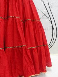 Thumbnail for Myra Red Viscose Rayon Embroidered Designer Navratri Special Lehenga - Distacart