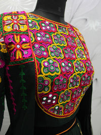 Thumbnail for Myra Green Koti Style Viscose Rayon Embroidered Designer Navratri Special Lehenga - Distacart