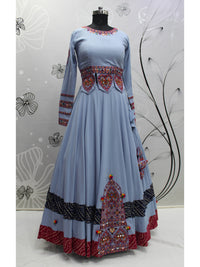 Thumbnail for Myra Sky Viscose Rayon Embroidered Designer Navratri Special Lehenga - Distacart