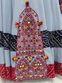 Thumbnail for Myra Sky Viscose Rayon Embroidered Designer Navratri Special Lehenga - Distacart