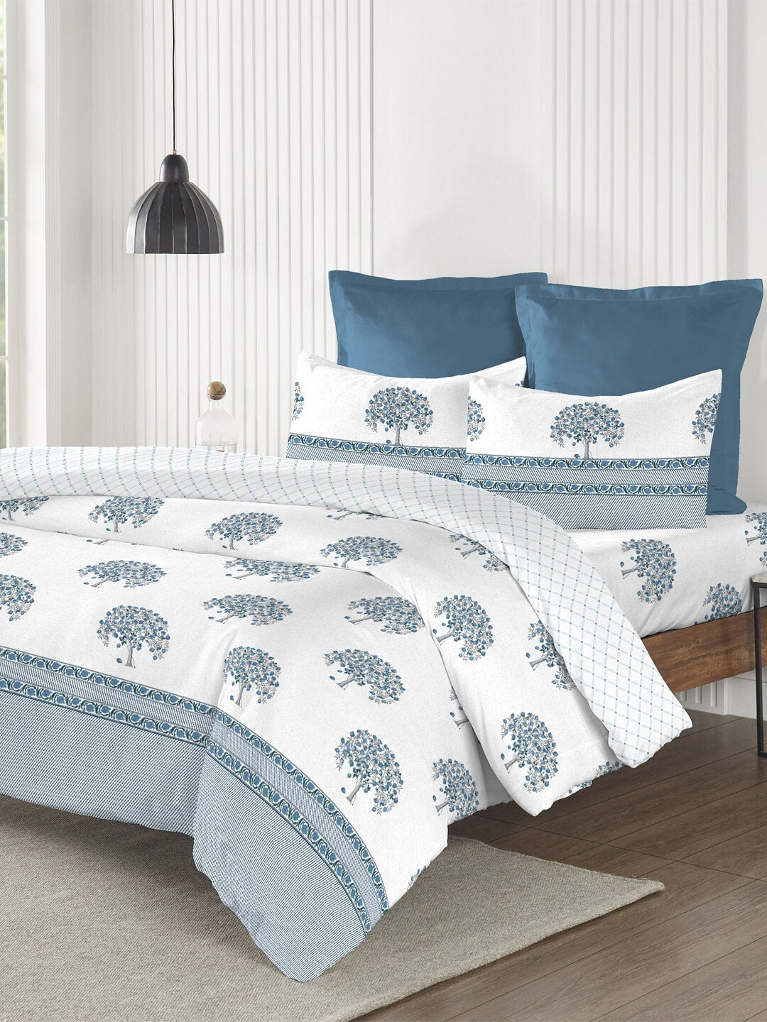 MYTRIDENT Road To Jaipur Purple Printed Cotton 210 TC King Bedsheet with 2 Pillow Covers - Distacart
