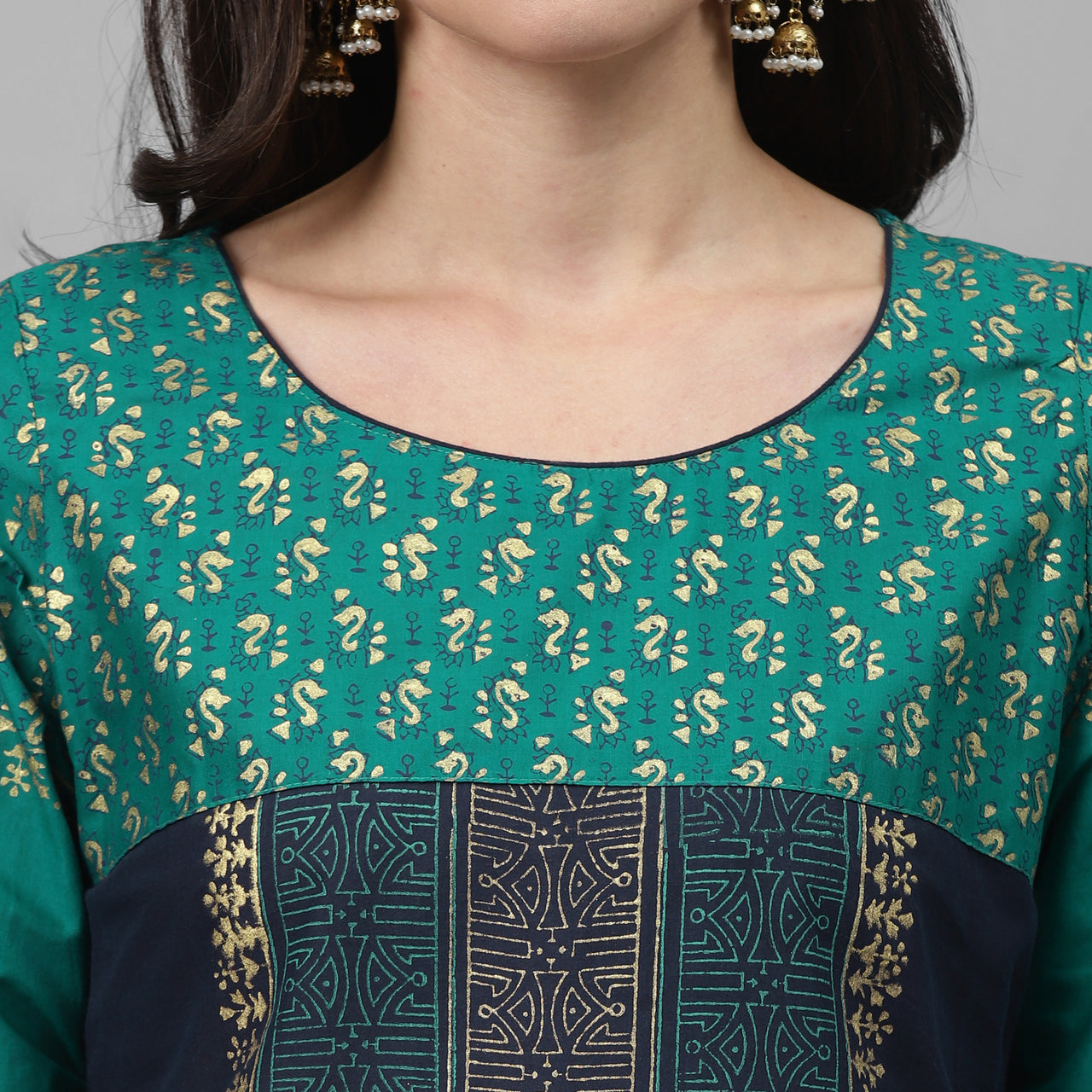 Maai Rayon Hand Printed Kurta Blue - Distacart