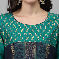 Thumbnail for Maai Rayon Hand Printed Kurta Blue - Distacart