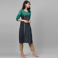 Thumbnail for Maai Rayon Hand Printed Kurta Blue - Distacart