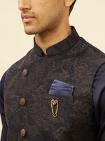 Thumbnail for Manyavar Brocade Regular Kurta and Pyjamas With Nehru Jacket - Distacart