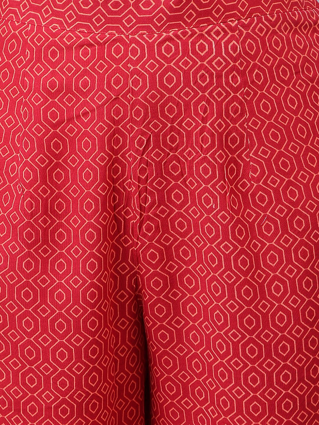 Khushal K Women Orange Floral Printed Mirror Work Kurta With Trousers & Dupatta - Distacart