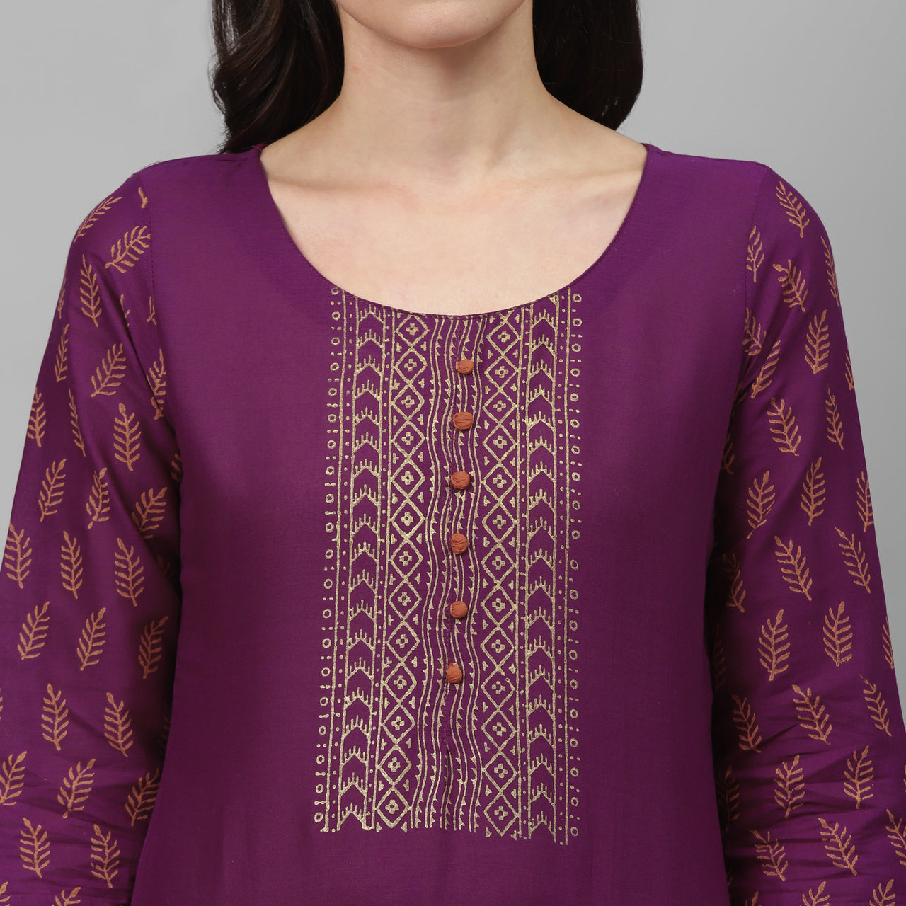 Maai Rayon Hand Printed Kurta Purple - Distacart