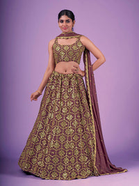 Thumbnail for Myra Lilac Georgette Embroidered Designer Lehenga - Distacart