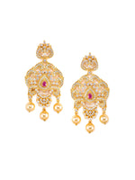 Thumbnail for Saraf RS Jewellery Gold-Plated White & Magenta American Diamond Studded Jewellery Set - Distacart