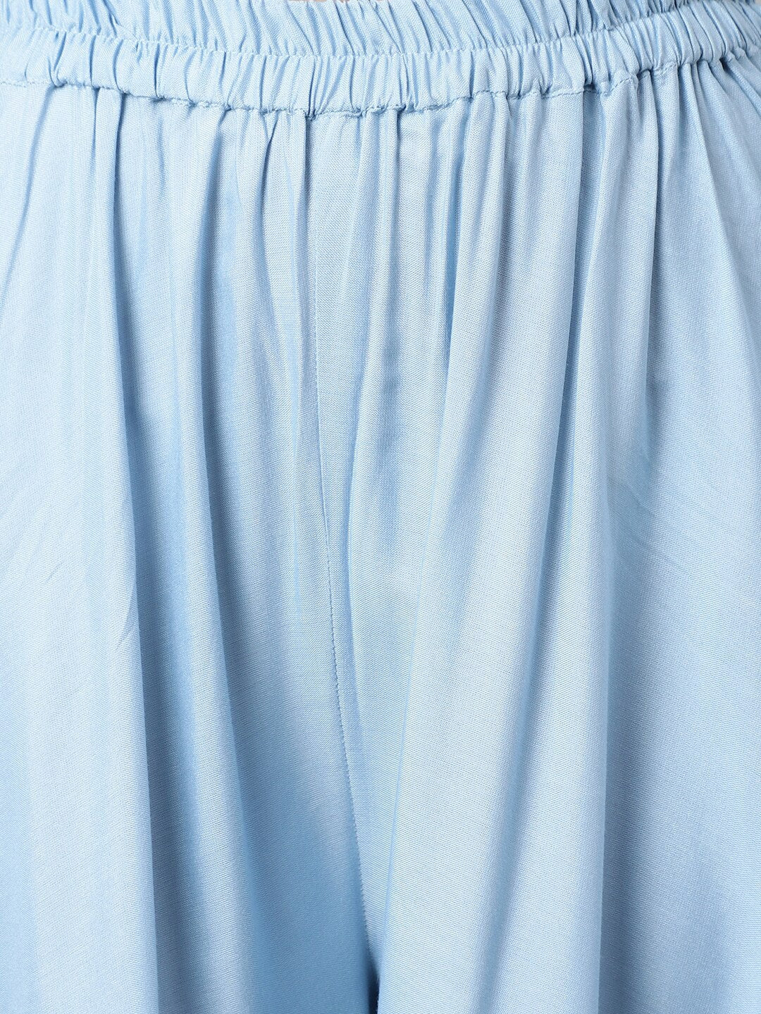 Khushal K Ethnic Motifs Yoke Design Zari Sequined Anarkali Kurta with Palazzos - Distacart